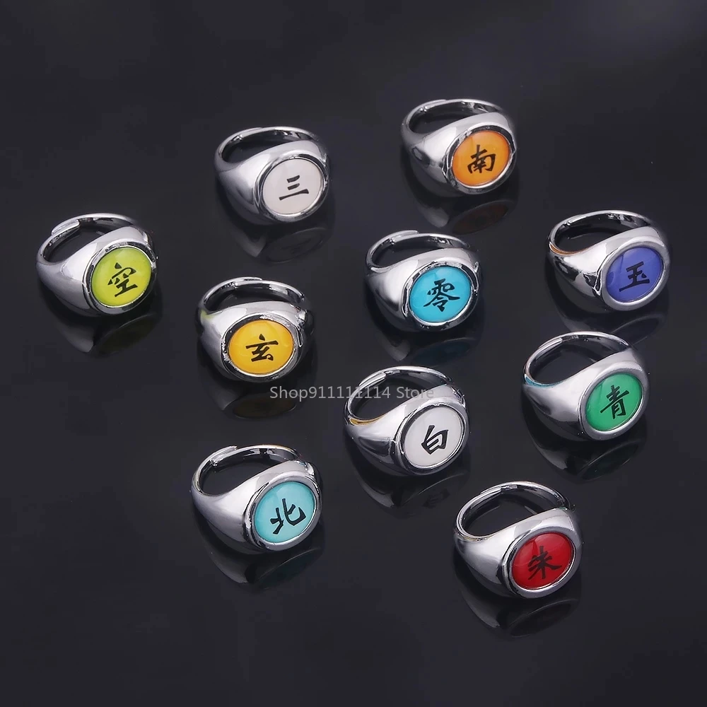 Anime Cosplay Akatsuki anello Itachi Hidan Tobi Pain Orojimaru Kakashi anello anello luminoso natale Halloween puntelli regalo