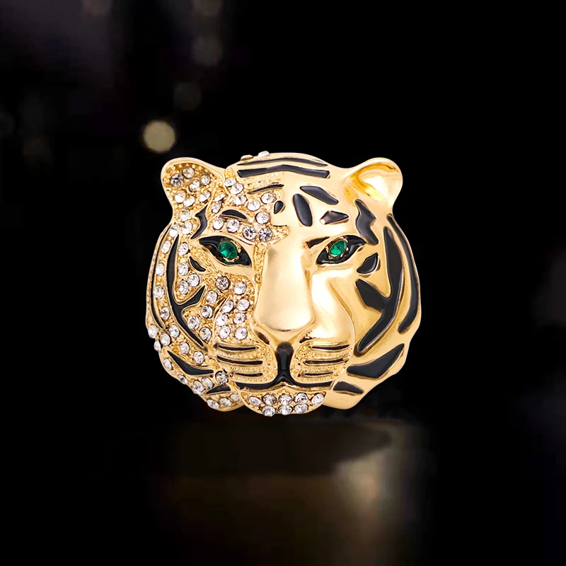Wuli&baby Big Brand Rhinestone Tiger Brooches For Women Men 2-color 2022 The Year Of Tiger Party Brooch Pin Gifts view 3