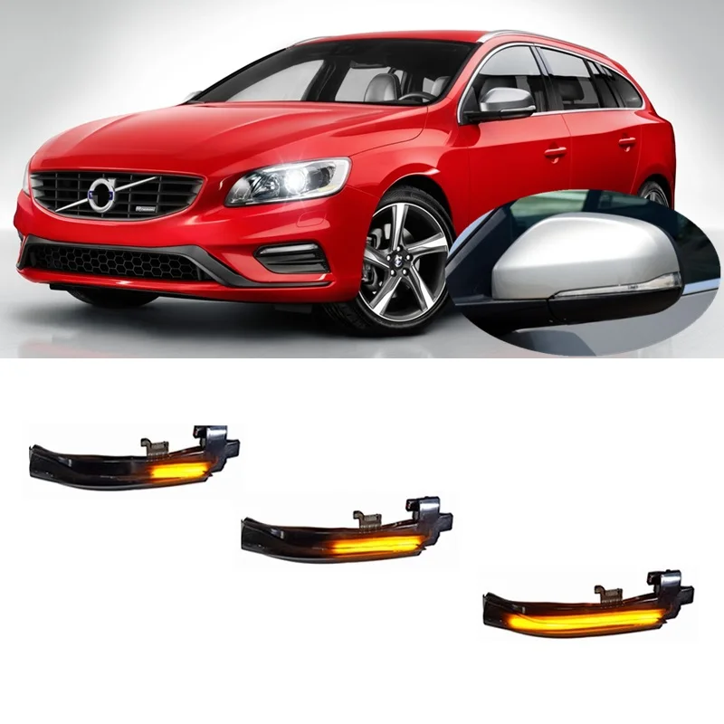 for Volvo V60 2010 2011 2012 2013 2014 2015 2016 2017 2018 2019 Dynamic LED Blinker Indicator Mirror Turn Light Signal Repeater