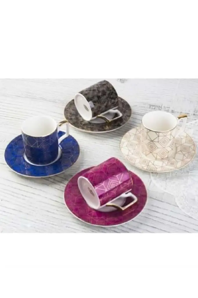 

DOLBOVI Acar CAN-009143/12 Porcelain coffee cup Pad 6'lı Navy Blue mug кружка coffee cup cup