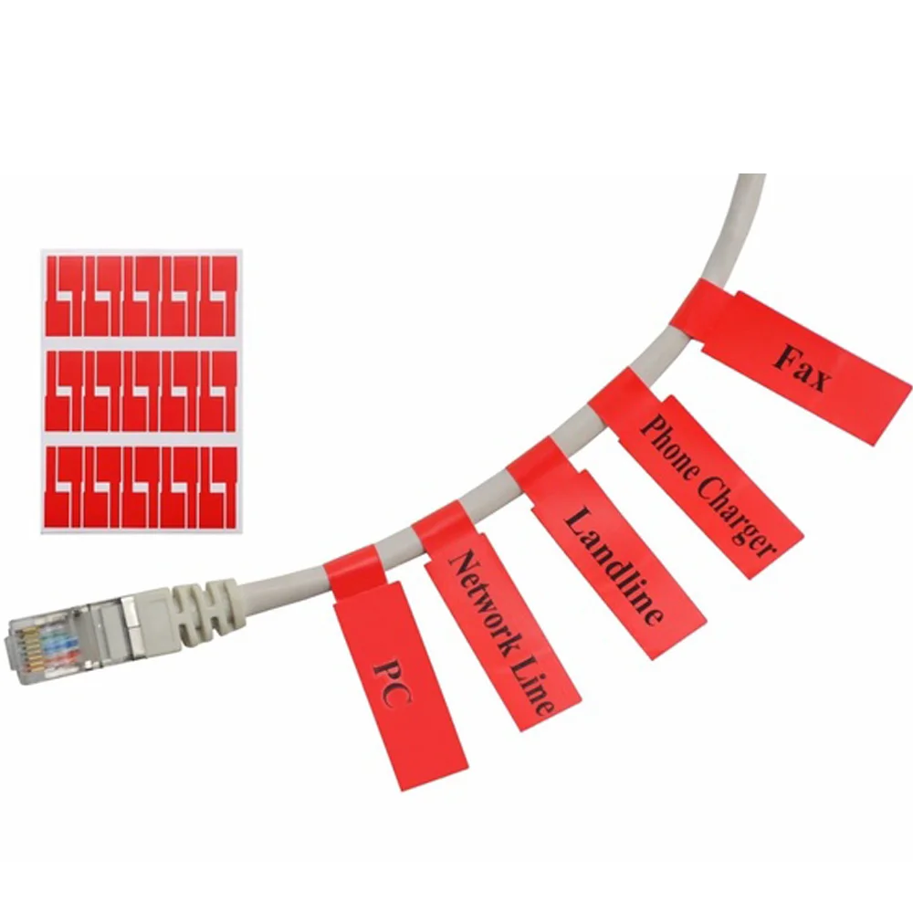 A4 Network Cable Labels Sticker Colorful Waterproof Self Adhesive Wire Labels For Electrical cables Organize Cord Identification