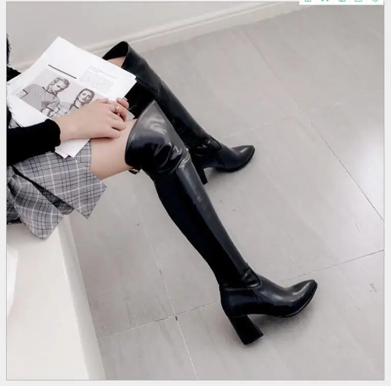 New Sexy White high long boots High over the knee boots Fahion women side zipper soft leather autumn winter Knight boots Large