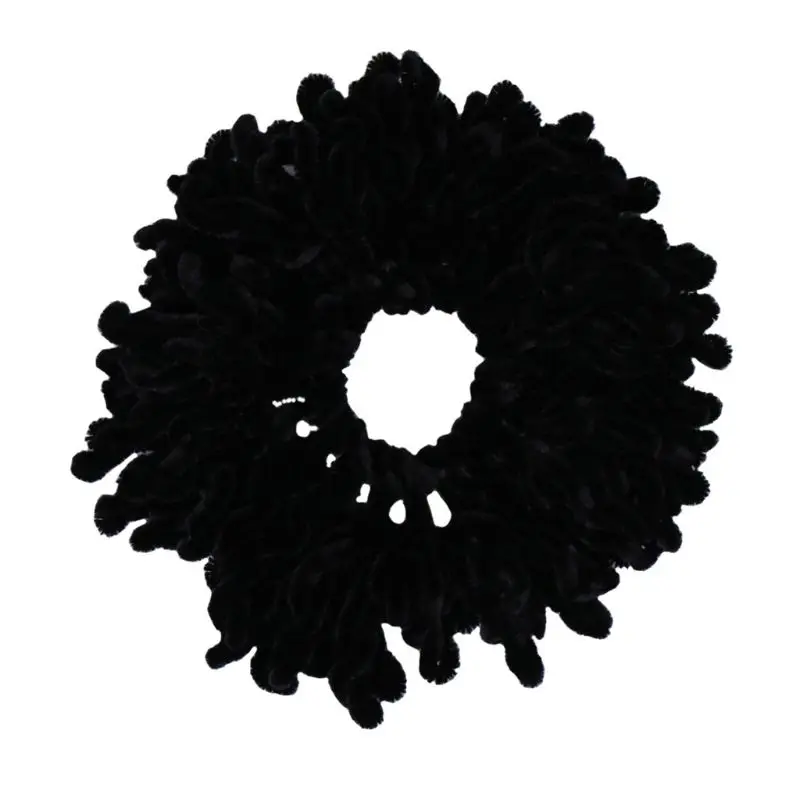 Muslim Women Fluffy Velvet Hijab Scrunchies Solid Color Plain Big Hair Ring Tie Bun Clip Flexible Rubber Band Headwear