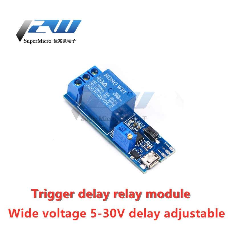 5V-30V Micro USB Power Adjustable Delay Relay Timer Control Module Trigger Delay Switch