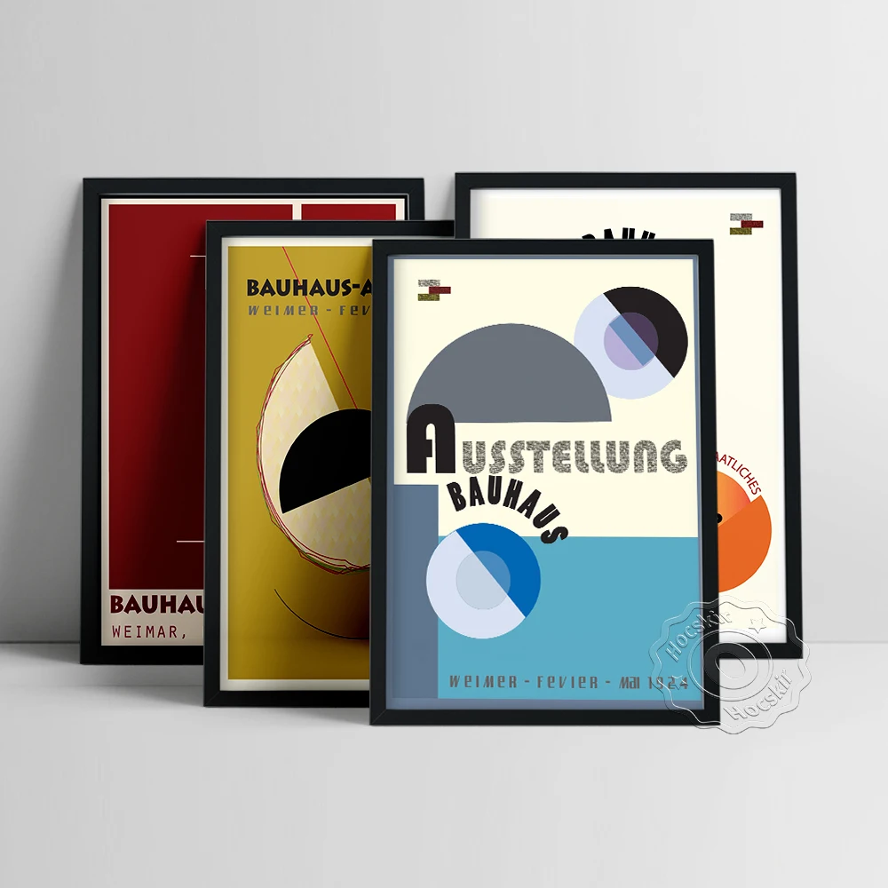 Bauhaus Artist Exhibition Poster, Herbert Bayer Modern Minimalist Print, Geometric Architecture Wall Art, Bauhaus Weimar Decor
