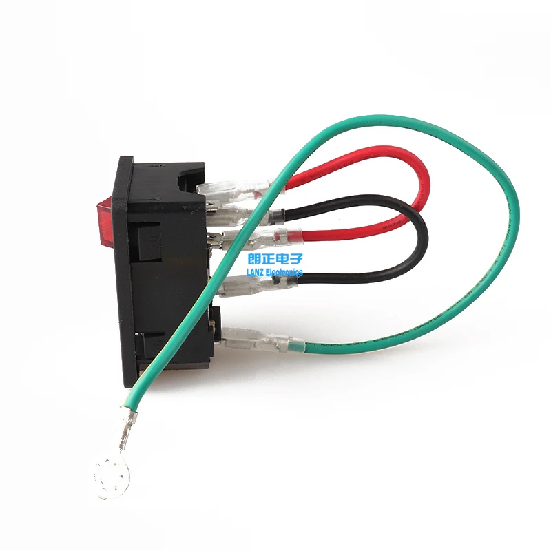 6PCS LZ-14-F3W IEC AC Power Socket C14 Type with Fuse with Rocker Switches with three Cables three-in-one Card Socket