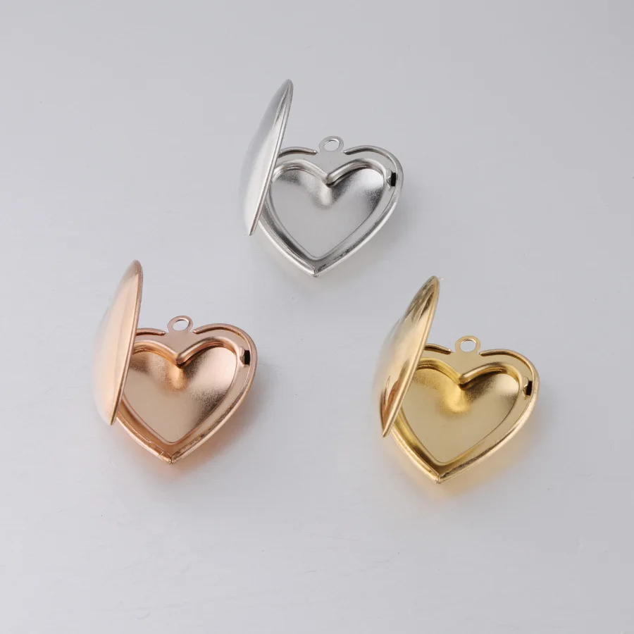 

100% Stainless Steel Heart Photo Locket Pendant 25mm DIY Metal Photo Picture Locket Jewelry Finding 10Pcs