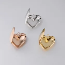 100% Stainless Steel Heart Photo Locket Pendant 25mm DIY Metal Photo Picture Locket Jewelry Finding 10Pcs