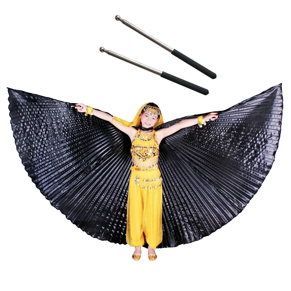 Belly Dance Costumes Wings Kids Bellydance Adult Bollywood Belly Dancing Angle Wings Gold Girls Children 11 Colors with Sticks
