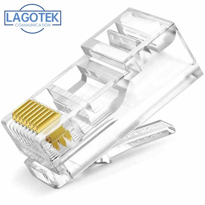 

1000pcs/lot Crystal 8Pin RJ45 Modular Plug Rj-45 Network Cable Connector Adapter for Cat5 Cat5e Rj 45 Ethernet Cable Plugs Head