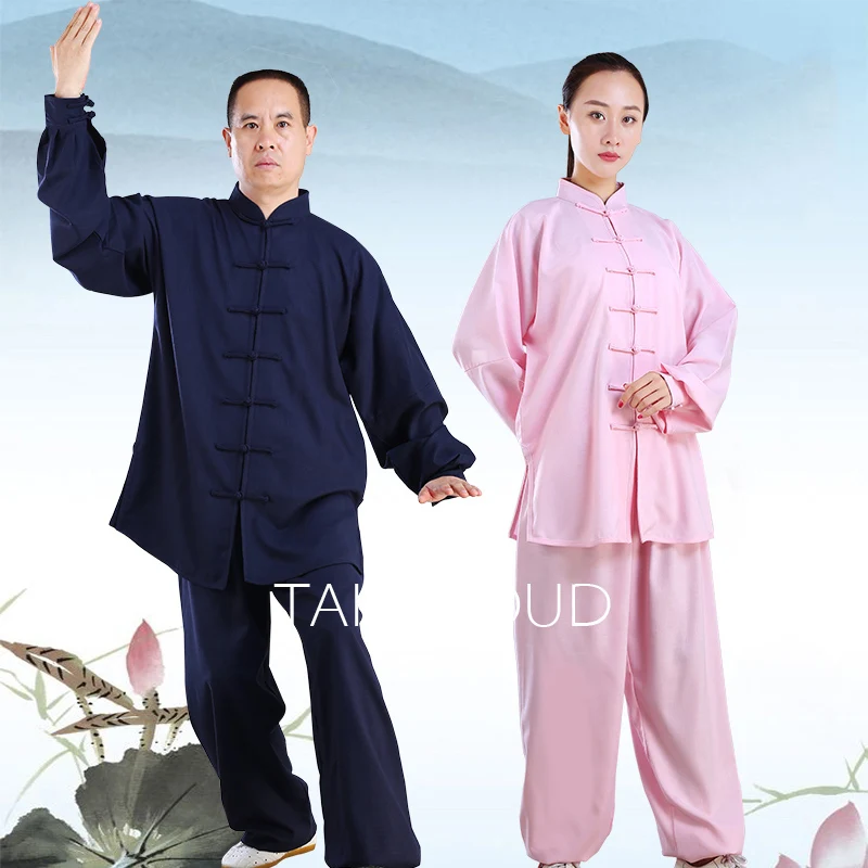 Taijiquan-stretch cotton linen clothing, long sleeve, martial arts performance, spring and autumn