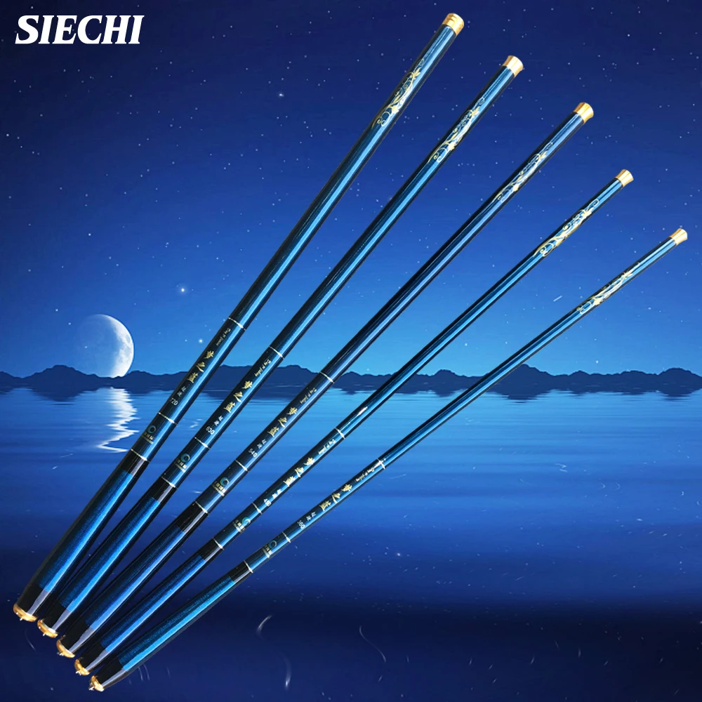 SIECHI 3.6-7.2m Carbon Fiber Telescopic Fishing Rods Ultra Light Stream Hand Pole with Spare Front 3 Section Carp vara de pesca