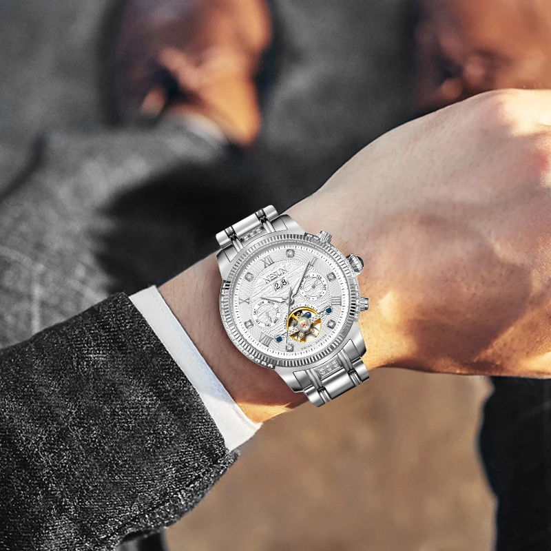 New Luxury Brand Switzerland NESUN Automatic Mechanical Men\'s Watches Skeleton Sapphire Waterproof Diamond Multi-function N9310