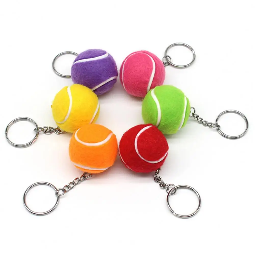 Porte-clés de Tennis doux, joli, Mini, Simulation floquée, Sport, balle de Tennis, pendentif, accessoire pour clés