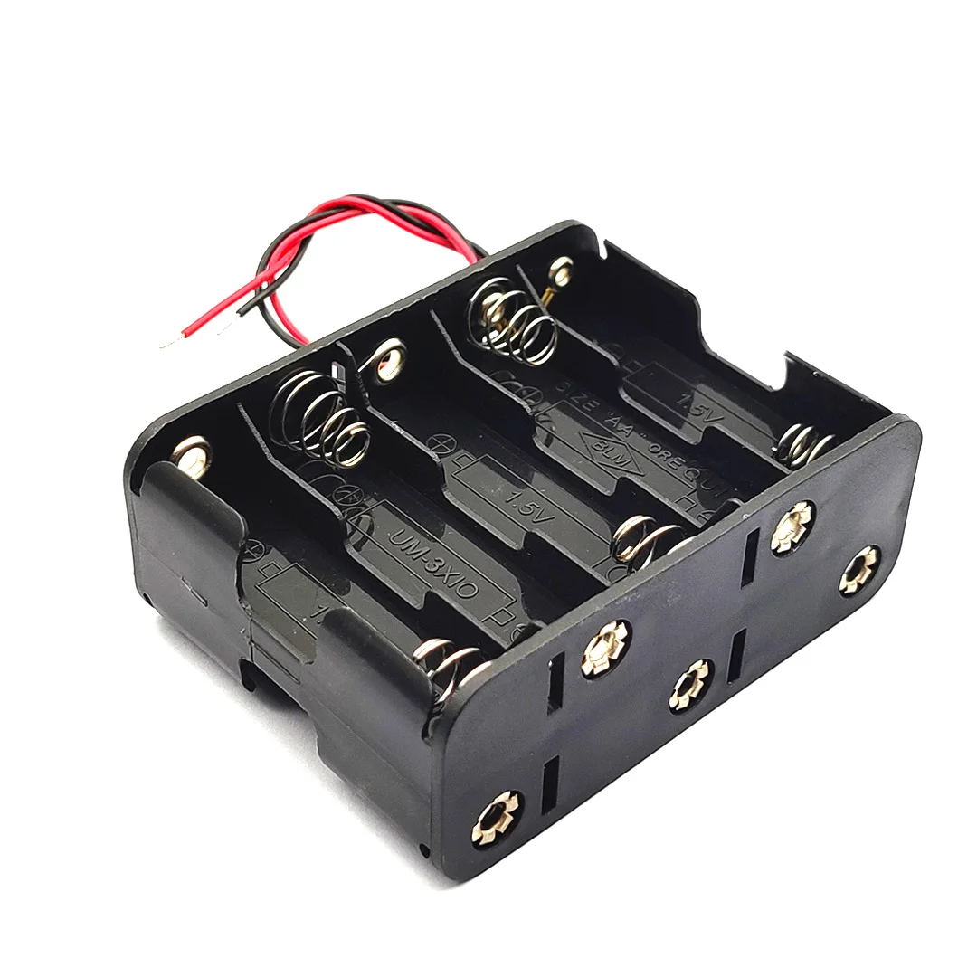 10AA Battery Holder AA Battery Box AA Battery Case 15V Clip Holder Box Battery Storage Case With Wire Leads Black 10*AA