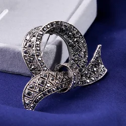 New Arrival Fashion Vintage Exquisite Black Bow Tie Crystal Rhinestone For Women Girls Wedding Party Dress Jewelry Gift