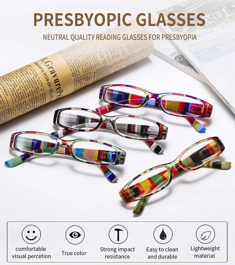 4 Pack Fashion Women Reading Glasses High Quality Ladies Colorful Small Presbyopic Eyeglasses Elegant Reader Eyewear 1.00 - 3.50