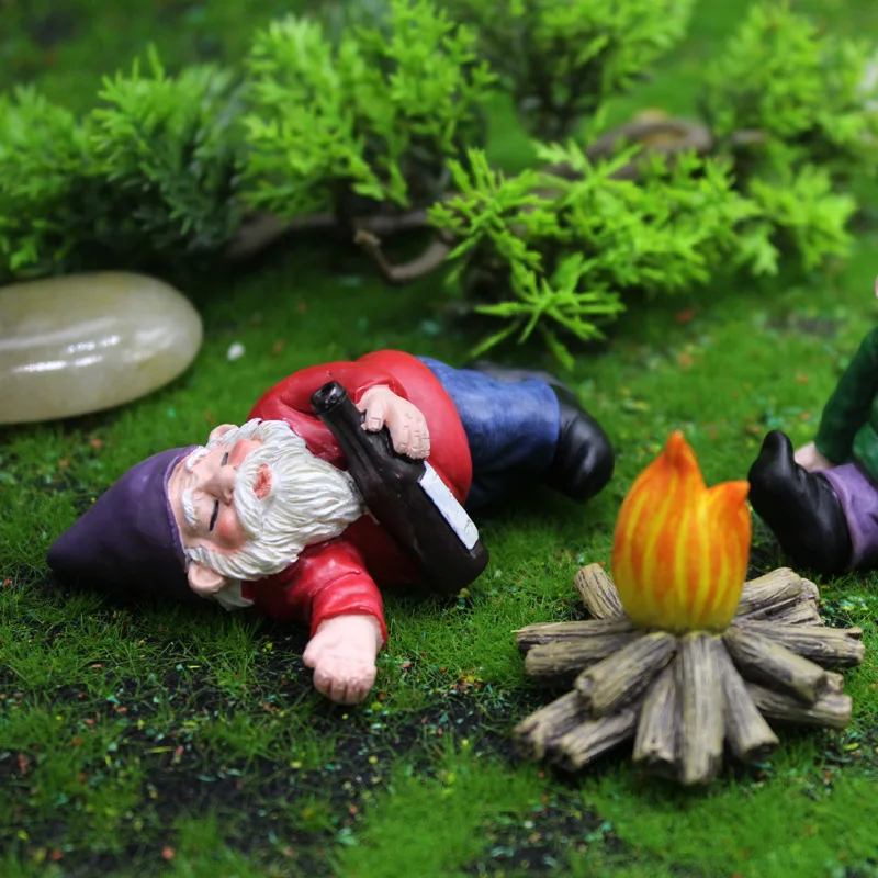 4pcs/Set Mini Dwarfs Funny Drunk Gnome Resin Statue Cute DIY Bonsai Decoration For Desk Outdoor Garden Sculpture Dropshipping