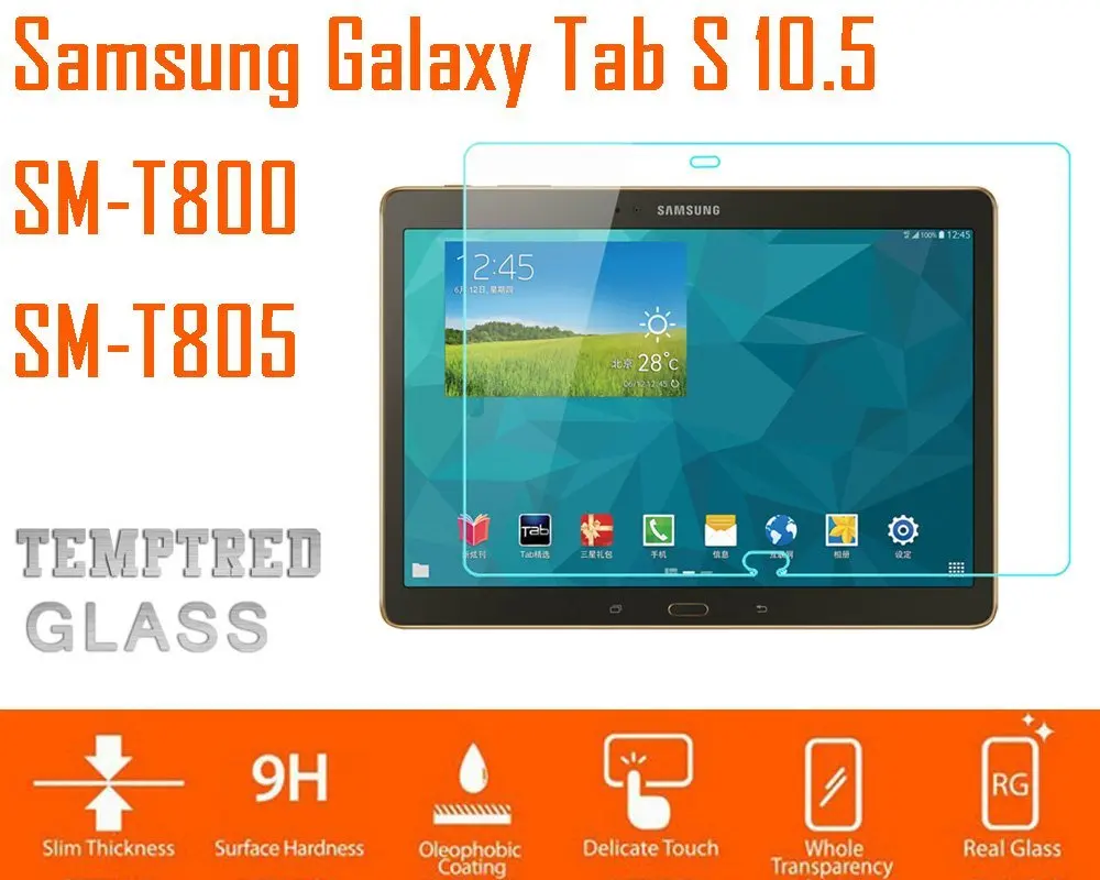 2PCS for Samsung galaxy tab S 10.5 SM-T800 SM-T805 Tempered glass screen protector 2.5D 9H 0.33 tablet front cover film