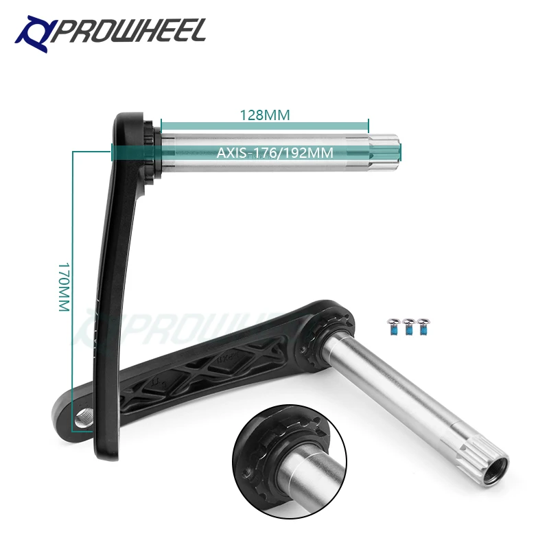 PROWHEEL Snow Bike Crankset 104BCD 170mm BB100/120mm Fat Bike Crank Arm Bottom Bracket BB  Crank Arms for Bicycle