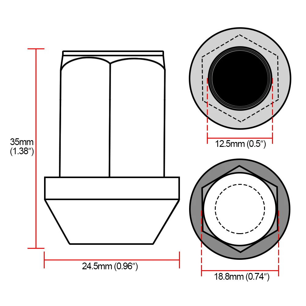 Car Modification 20pcs 7075-t6 Aluminum HEX 19mm Wheel Lug Nuts 35mm Racing Lug Nut m12x1.5 Racing Forged  Style Yc101089