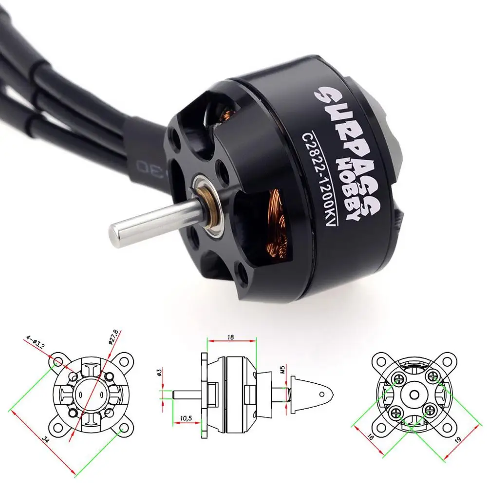 2204(2822) 1200KV 1400KV 4 Poles Brushless Motor for RC 3D Airplane Fixed-wing Cessna