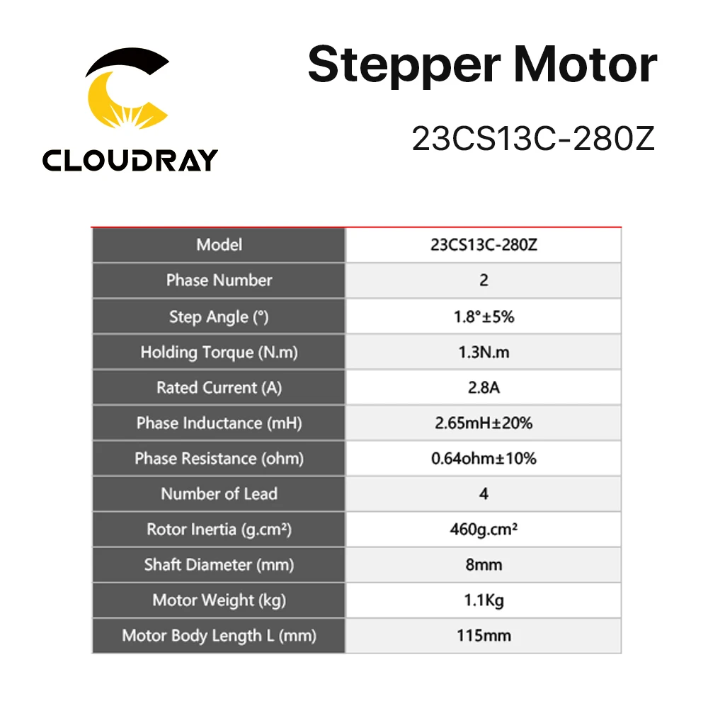 Nema 23 Stepper Motor 115mm 1.3Nm 2.8A 2 Phase Stepper Motor with Brake 4-lead for 3D printer CNC Laser Grind Foam Plasma Cut