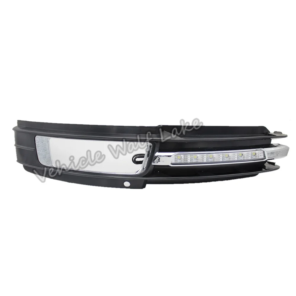 2pcs Car LED DRL For Audi A6 C6 2009 2010 2011 Car Fog Lamp Grille With LED DRL Daytime Running Lights With Wire Of Harness