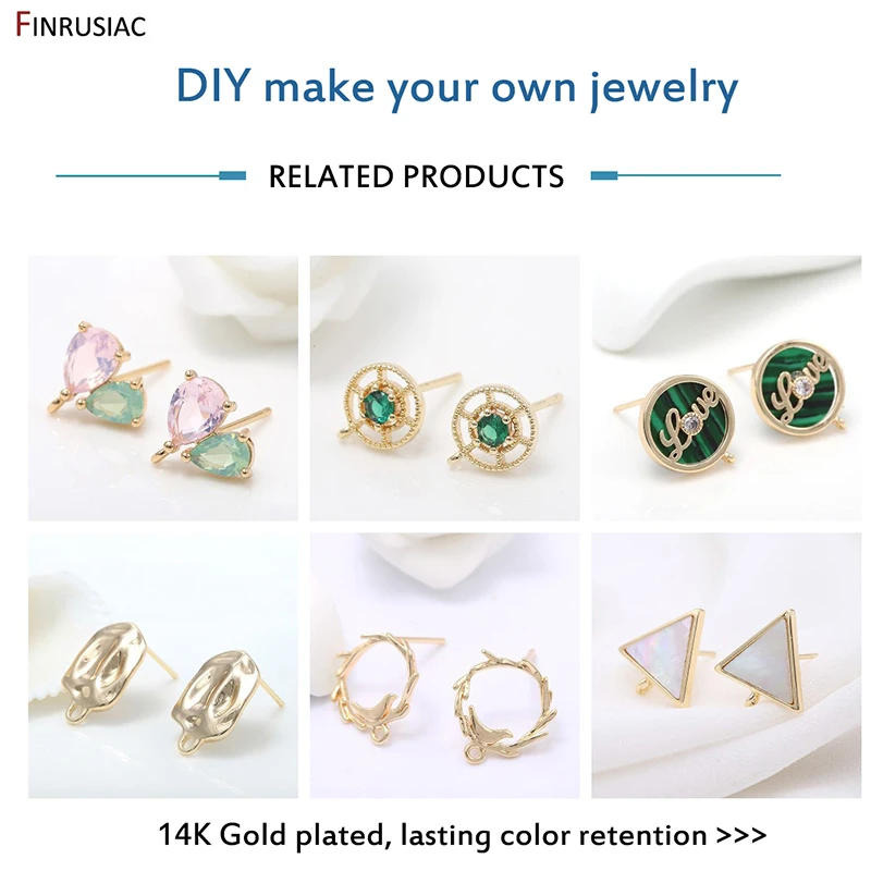 18K vergoldete Messing-Ohrringhaken mit Schlaufe, runde Ohrdrähte, Huggie-Creolen für DIY baumelnde Ohrringe – Detail 10