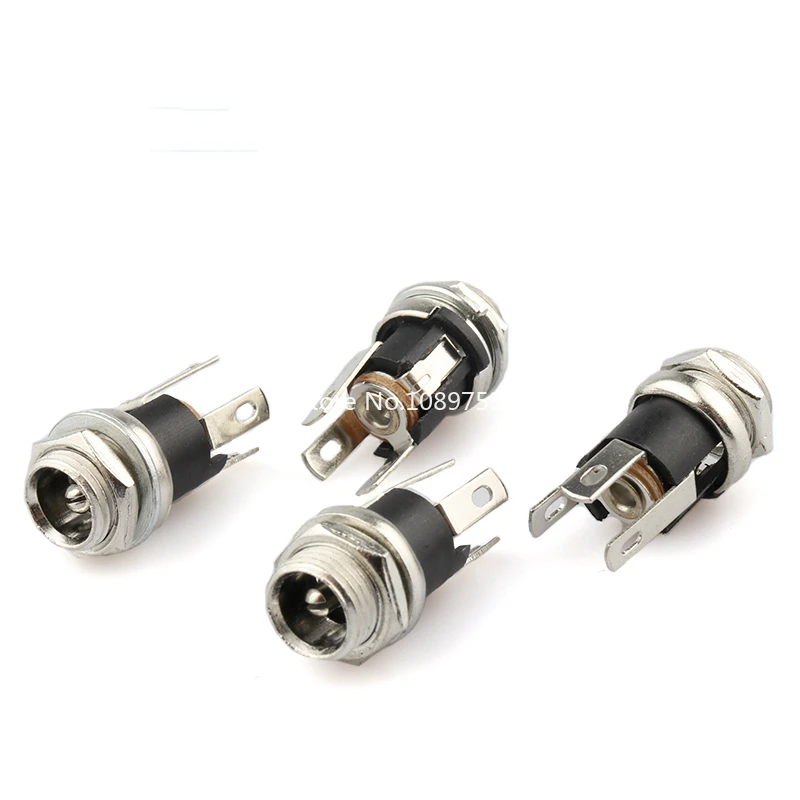 10pcs 5.5x2.1mm 5.5x2.5mm DC Socket With Nut DC Power Jack Socket Female Panel Mount Connector DC025 DC-025