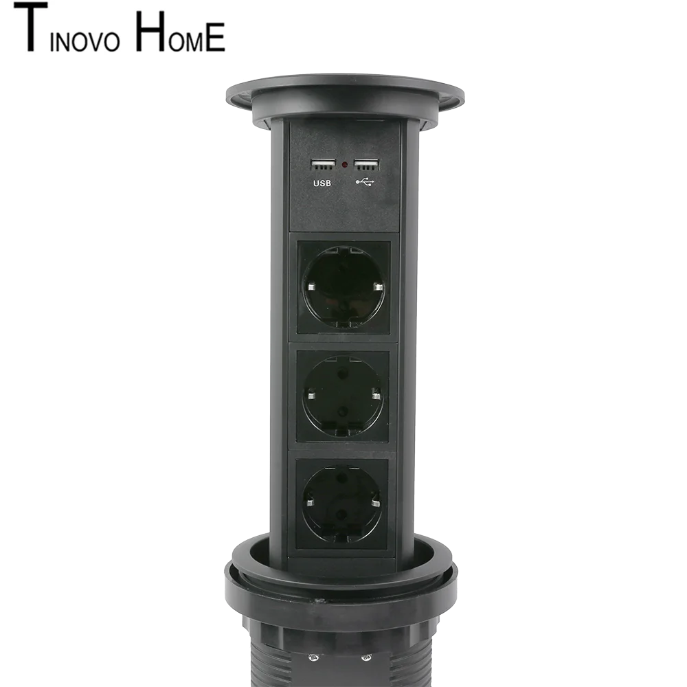 Glassato nero interruttore del sensore di tocco di sollevamento elettrico presa del desktop/3-digit standard Tedesco con USB di ricarica spina di UE presa