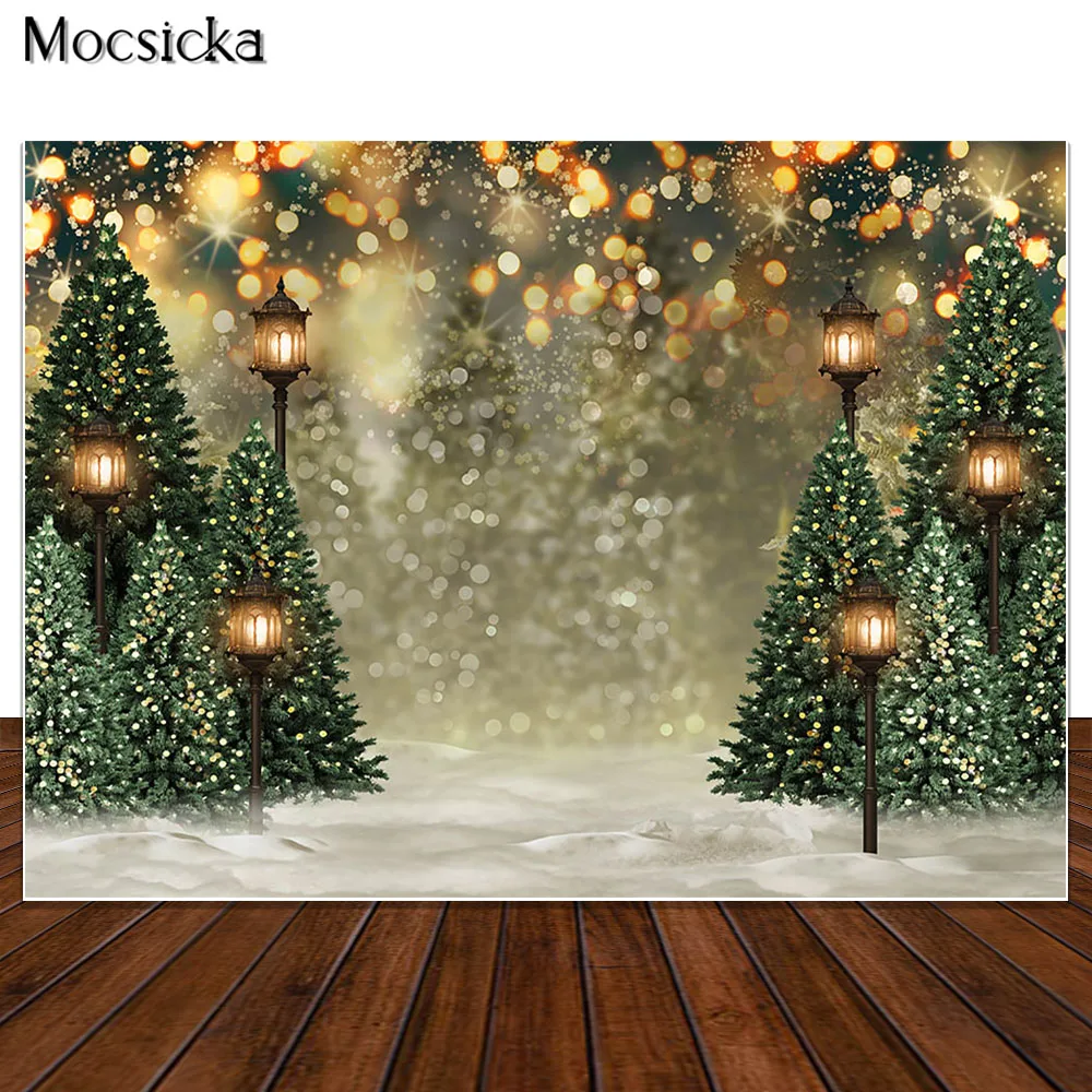 Décors de forêt d'hiver pour Noël, neige, studio photo, bokeh, arbre de Noël, photographie, portrait d'enfants, accessoires photo, arrière-plan d'enfant