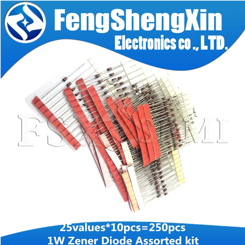 25values*10pcs=250pcs Assorted Assortment Set New electronic diy kit 1W Zener Diode 3V-33V  3V0 3V3 3V6  3V9 4V3 4V7 5V1 5V6