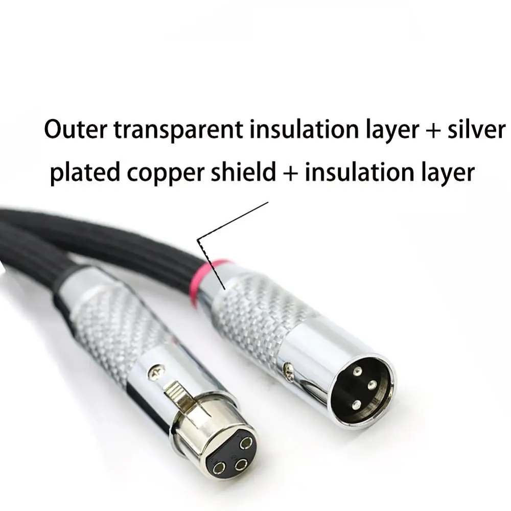 Hifi QED Signature Silver Plated XLR Audio Cable Carbon Fiber 3pin XLR   plug Connector Hifi XLR Interconnect Cable