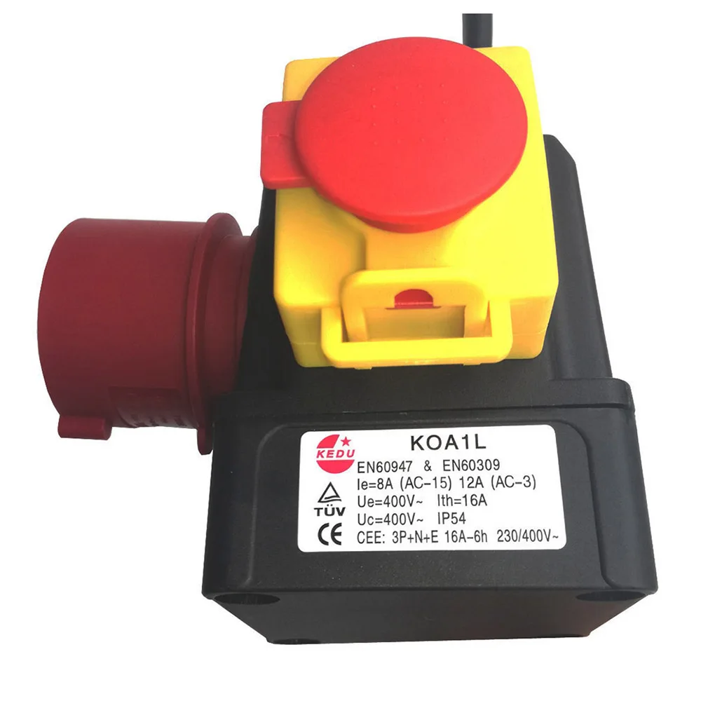 KEDU KOA1L 2 in 1 Electromagnetic Emergency Stop Pushbutton Switches with 3P+N+E 5P Industrial Socket