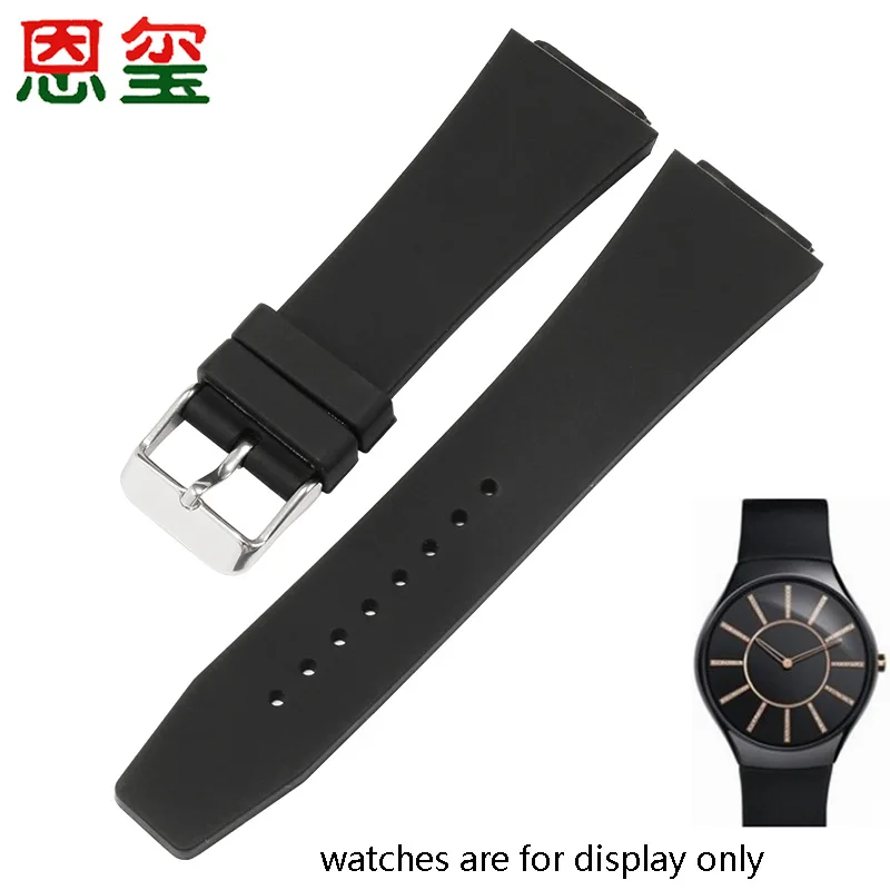 

Silicone Watchband Adaptation Rado Ture Thinline Series Black Rubber Strap With Pin Buckle Convex Interface Men's Accessories