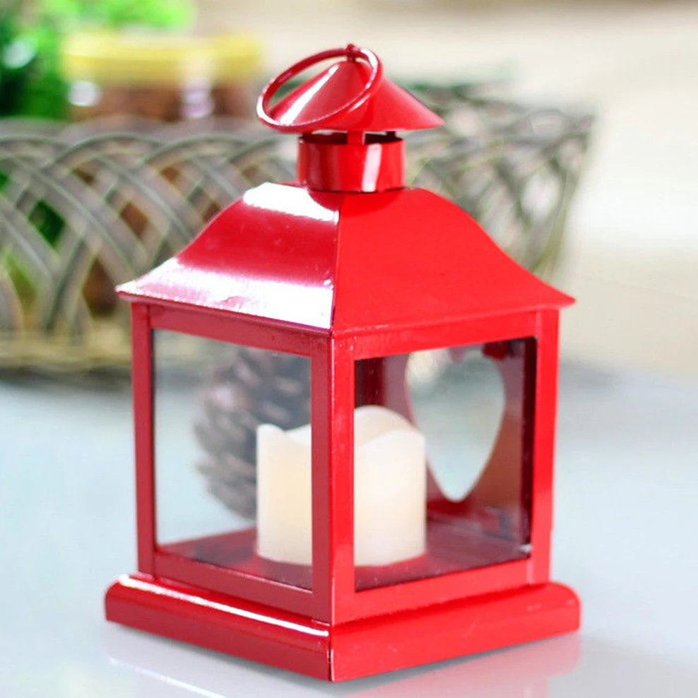 Chinese Wrought Iron Glass Candle Holder Windproof Candle Light Romantic Wedding Decorations Red Wind Lantern Candlestick