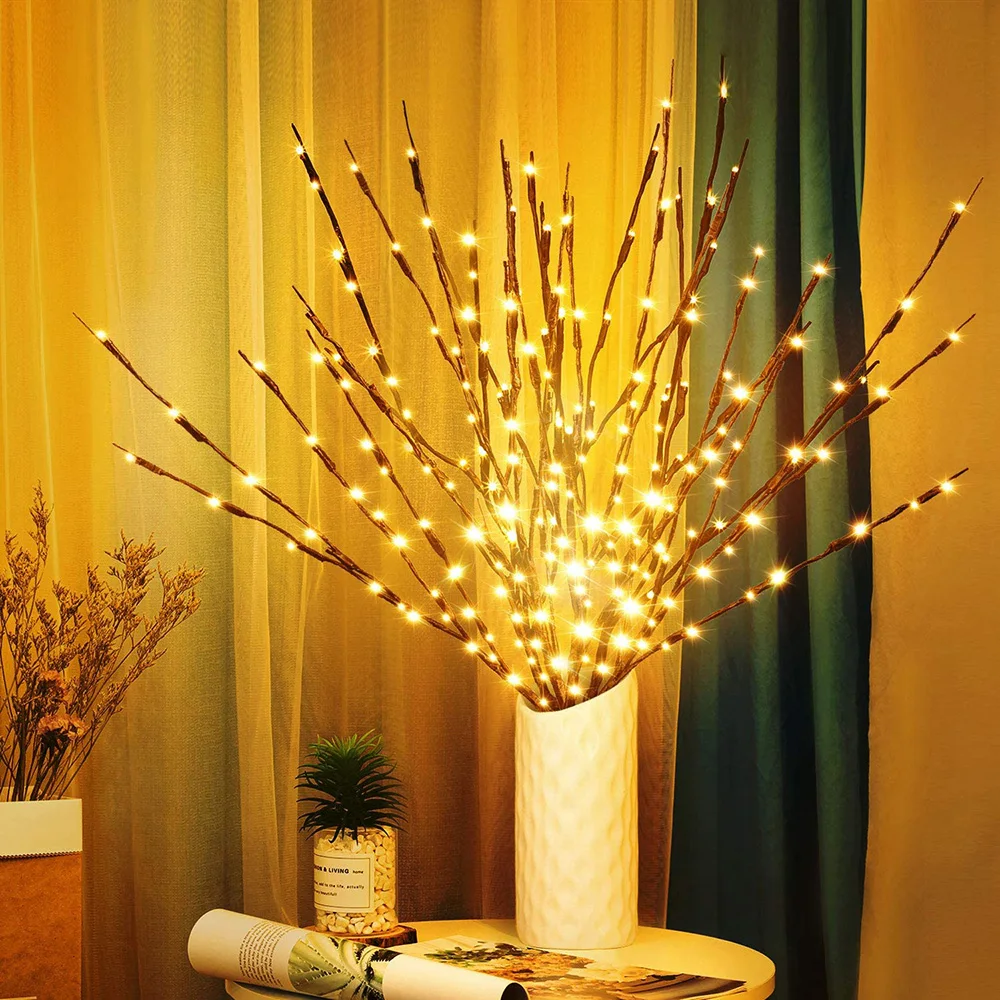 Light Garden Floral LED Willow Branch Lamp 20 Bulbs For Home Christmas Party  Decoration Vase Filler Twig Lighted Branch D30