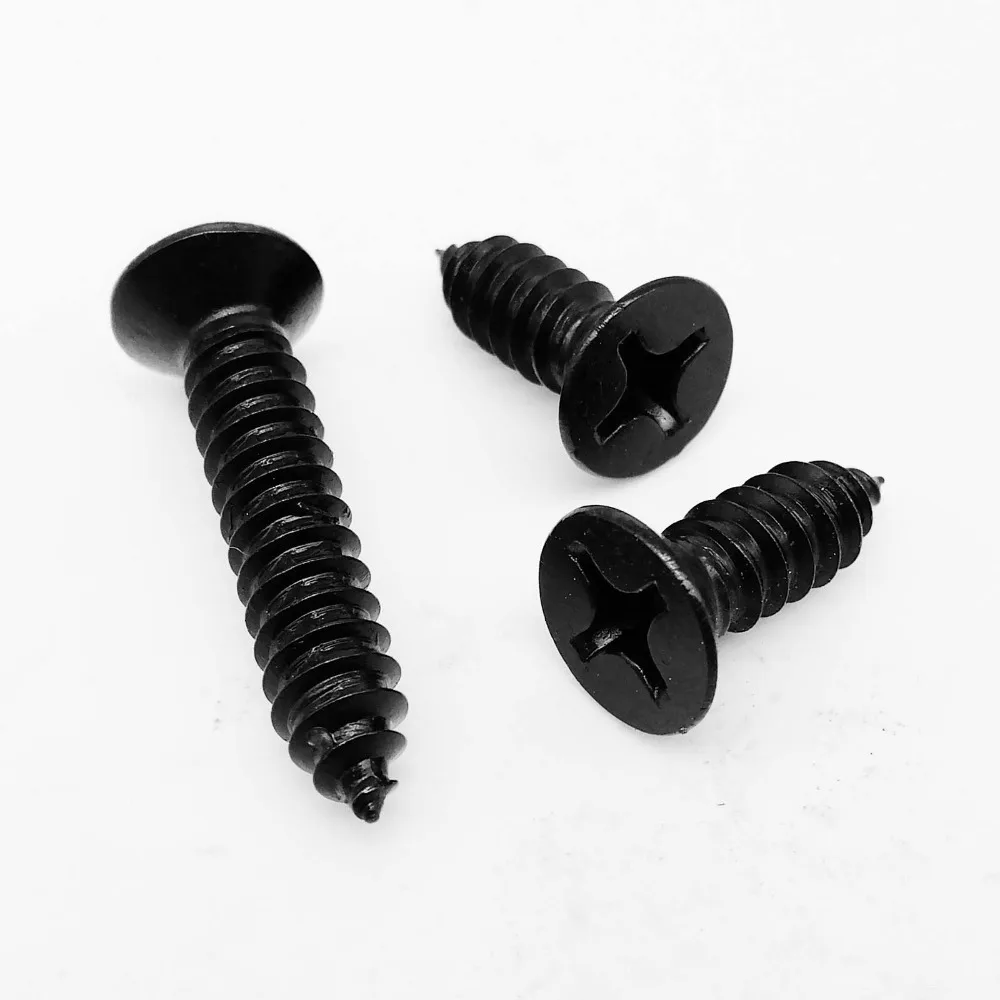 HZYUEGOU M1.7 M2 M2.6 M3 M3.5 M4 M5 M6 Schwarze 304 A2 Edelstahl Kreuzschlitz-Flachkopf-Senkkopf-Selbstschneidende Holzschraube – Detail 4