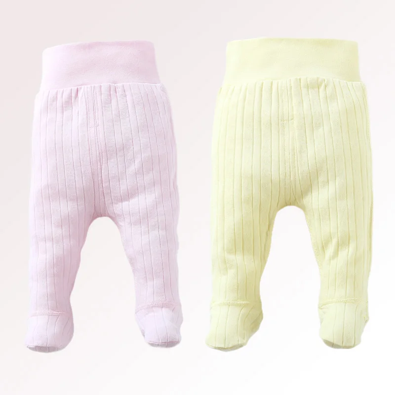 Spring Baby Footed Pants 100% Cotton Newborn Baby Boys Girls Trousers High Waist Kid Wear Infant Toddler Baby Boneless Legging