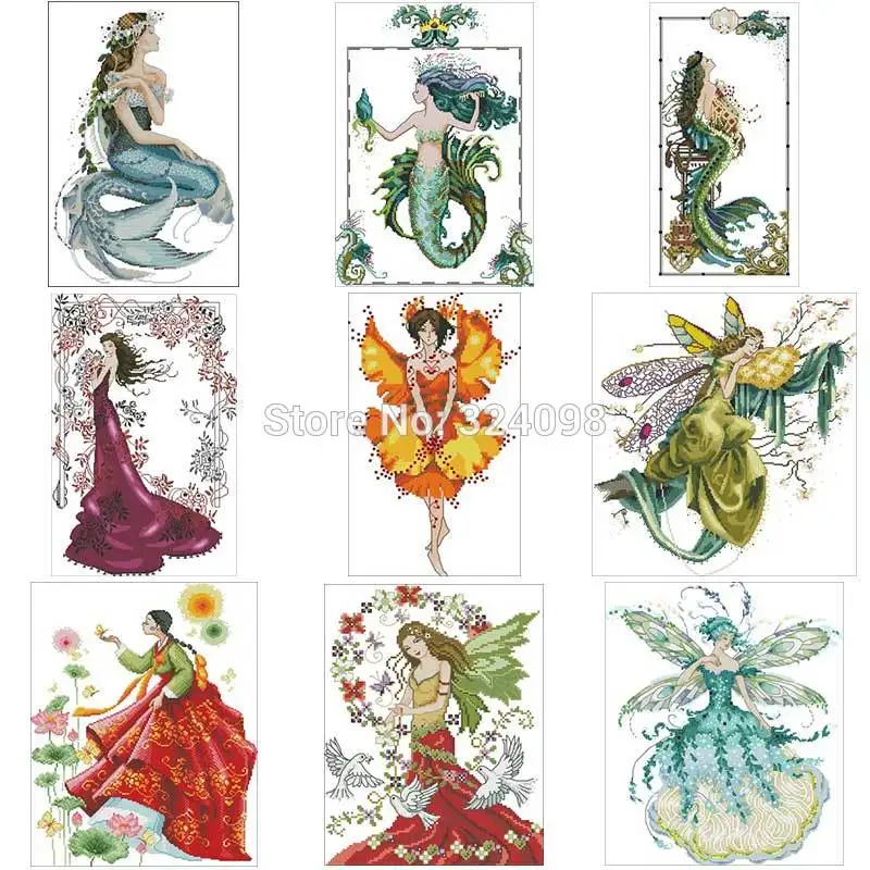 Fairy angel patterns Counted Cross Stitch 11CT 14CT DIY wholesale Chinese Cross Stitch Kits Embroidery Needlework Sets