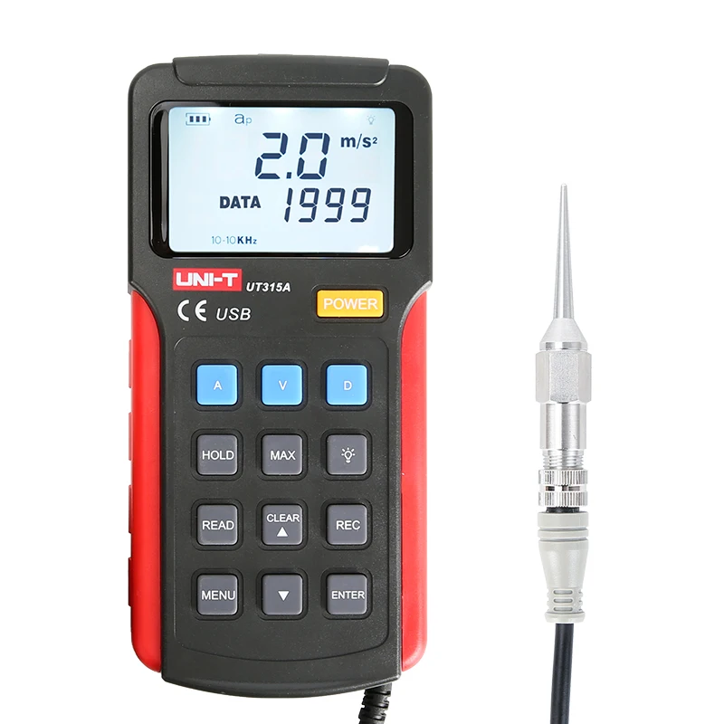 UNI-T UT315A اختبار الاهتزاز الرقمي تسارع الاهتزاز سرعة الإزاحة قياس USB توصيل الكمبيوتر لينة