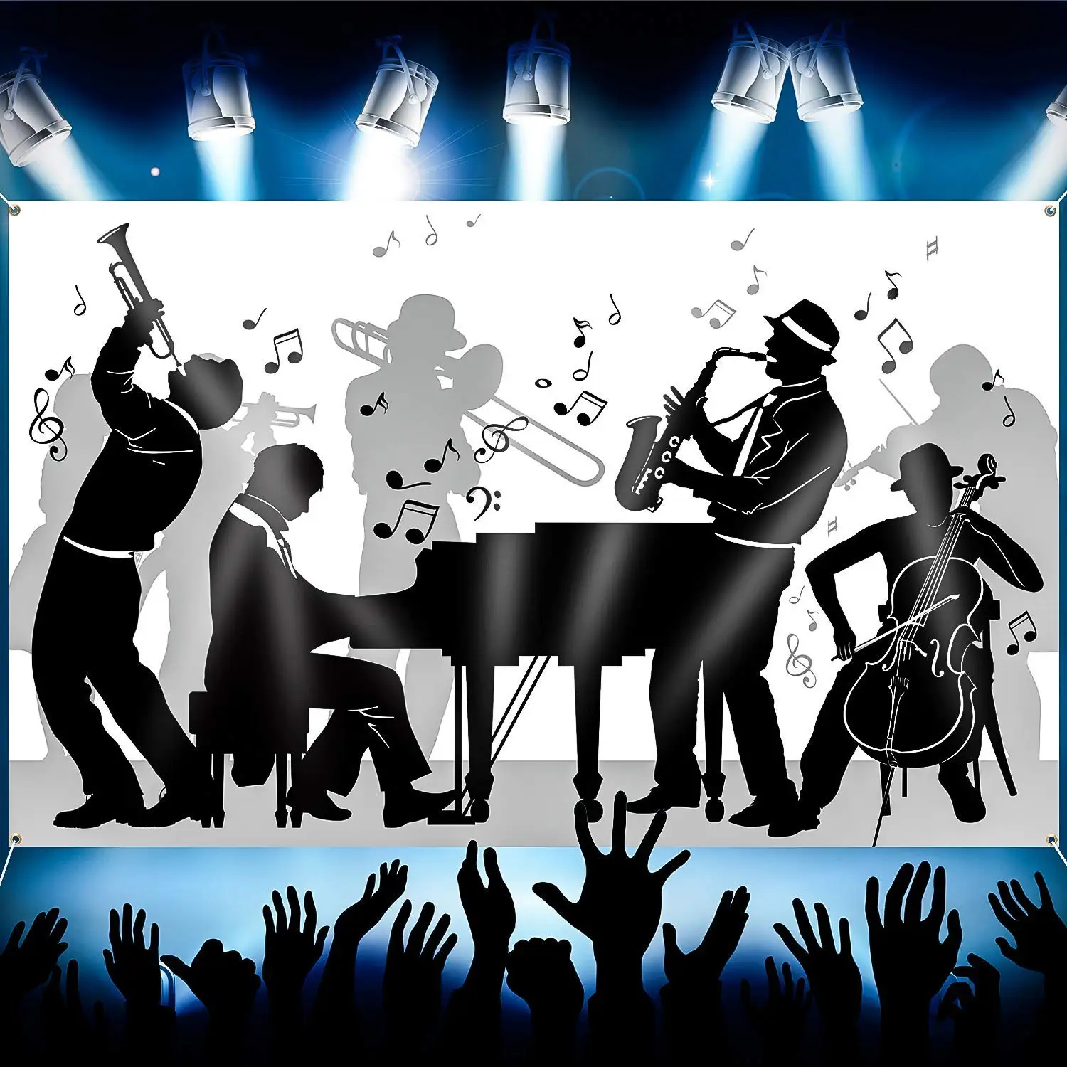 1920s 20s Jazz Music Piano Stage Led Light backdrops High quality Computer print party photo studio background