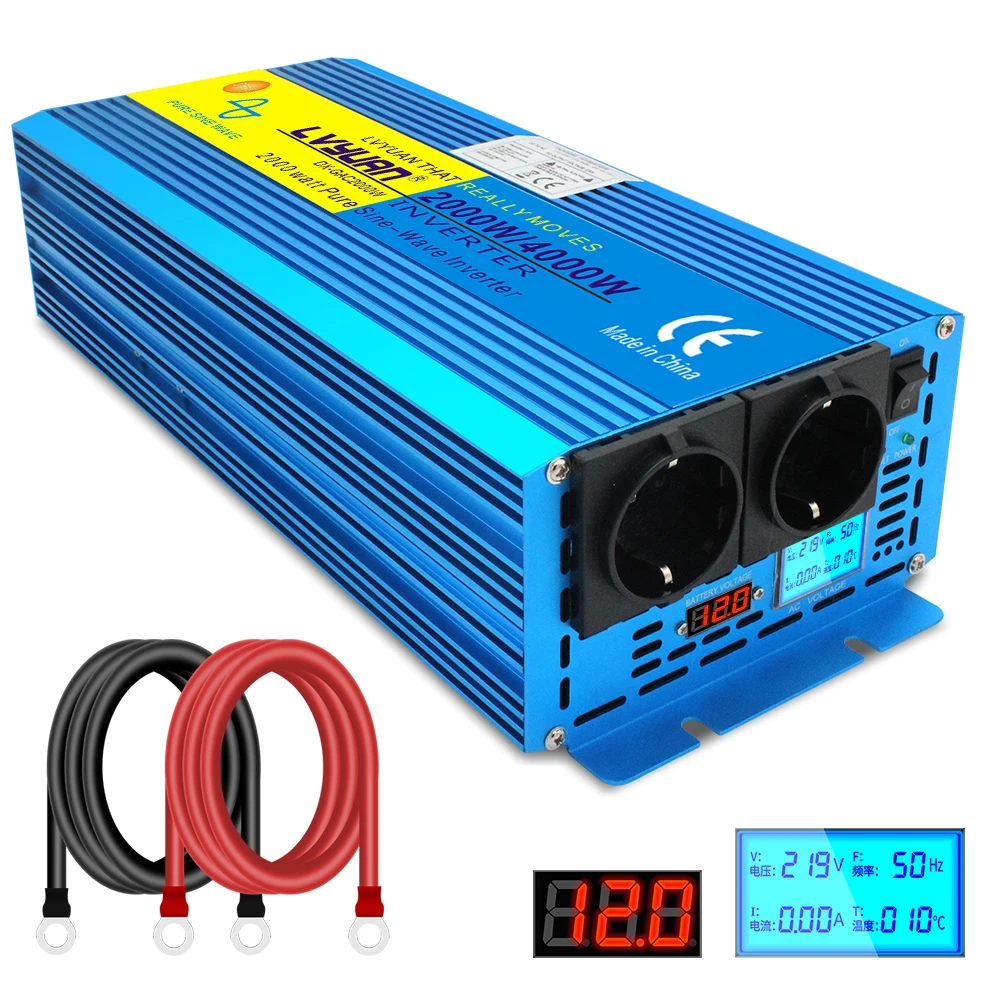 Imagem -02 - Inversor Onda Senoidal Pura Dc12v 24v para ac 220v 230v 60hz Conversor de Tensão Universal Tomada da ue 4kw 5kw 6kw