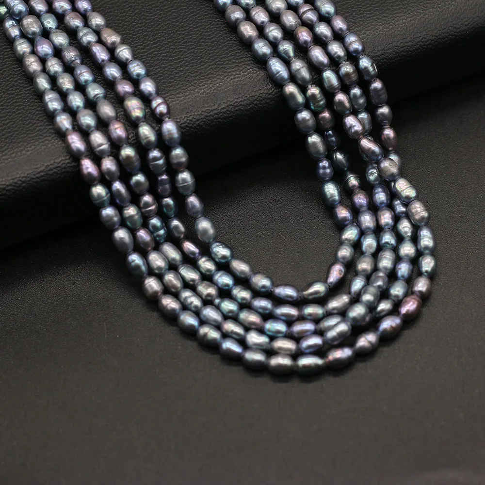 High Quality Natural Freshwater Black Pearl Rice Beads Loose Beaded For Jewelry Making DIY Charms Bracelet Necklace Accessories