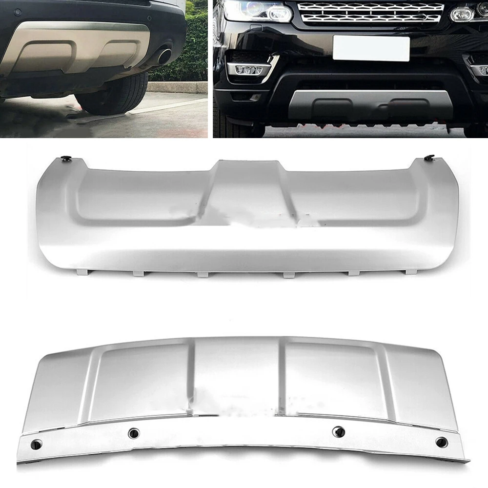 

For Land Rover Range Rover Sport 2014-2017 Silver Front Bumper Spoiler Lip+Rear Diffuser Skid Guard Plate Tow Hook Trailer Cover