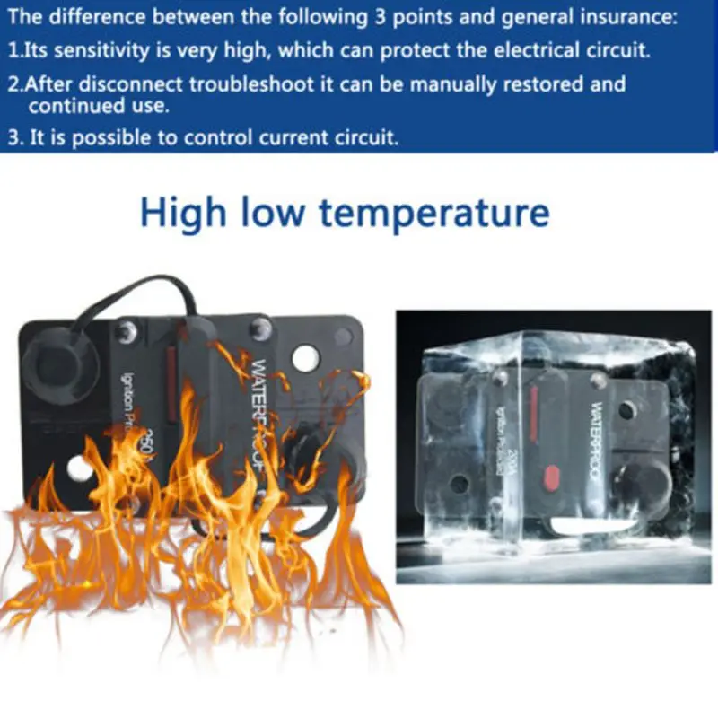 Wysokiej jakości 30A 40A 50A 60A 70A 80A 100A 120A 150A 200A 250A 300A AMP przerywacz bezpiecznik Reset 12-48V samochodów łódź