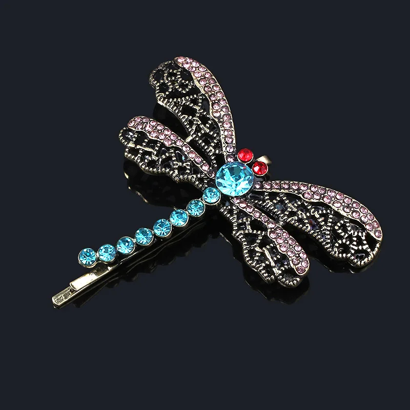 Horror Movie Coraline Crystal Dragonfly Hair Clip Brooch For Girls Cute Animal Hairpin Jewelry Halloween gifts