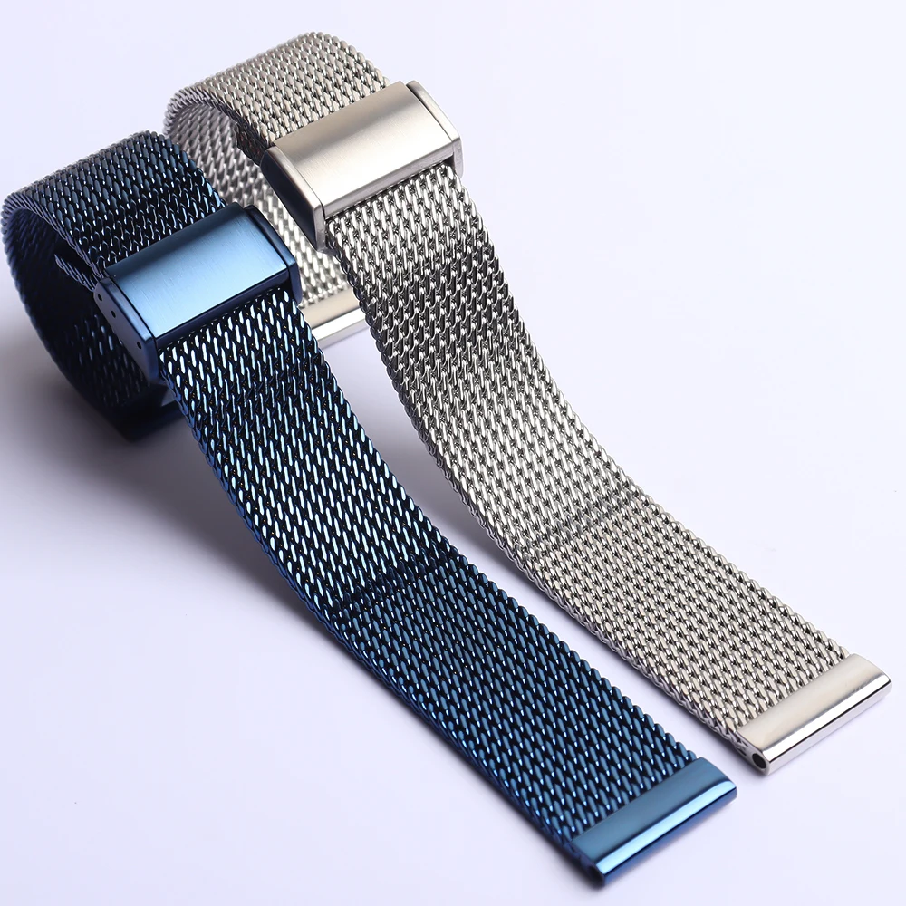 High Quality Watchband Accessories Fashion Watches Men Straps Bracelet 18m 20mm 22mm 24mm Shark Mesh Stainless Steel Metal Black