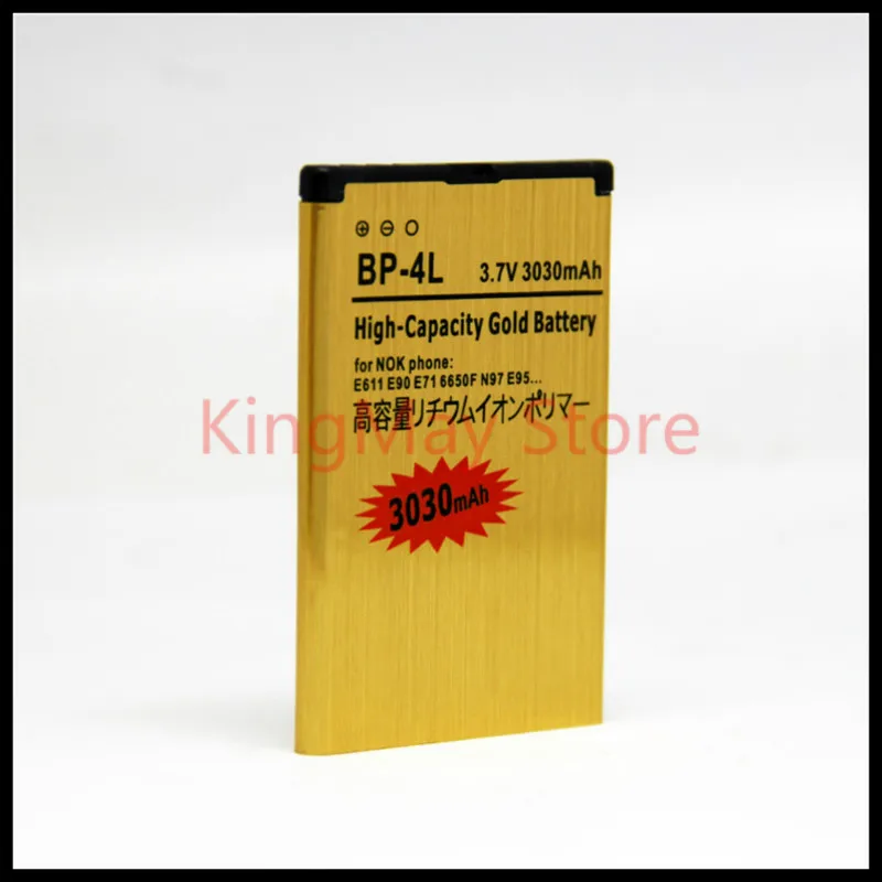 2PCS/LOT High Capacity Gold battery BP-4L BP 4L Battery for NOKIA N97 E61i E63 E90 E95 E71 6650F N810 E72 BATTERY 4L